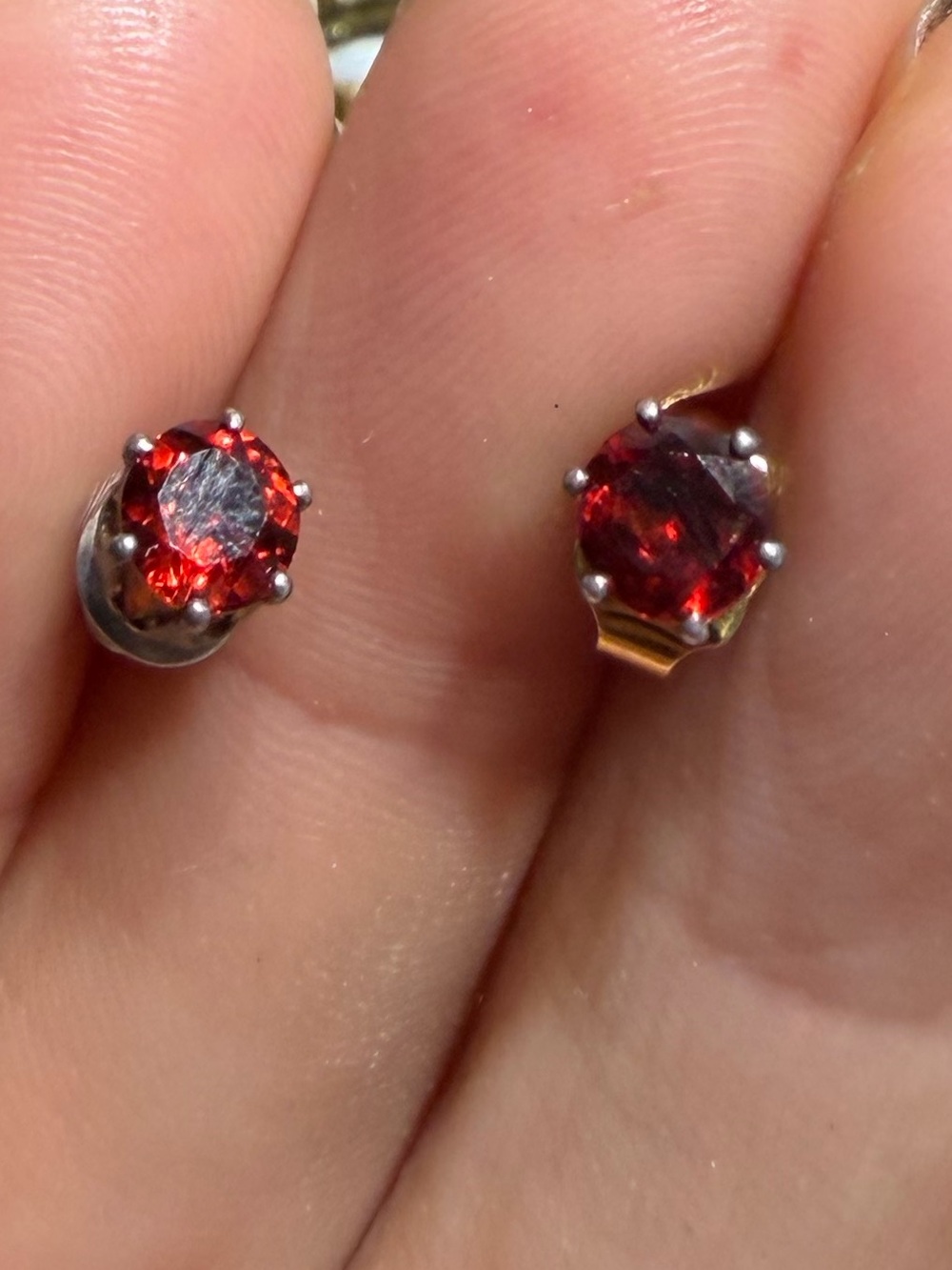 Vintage Garnet 925 Sterling Silver Stud Earrings: